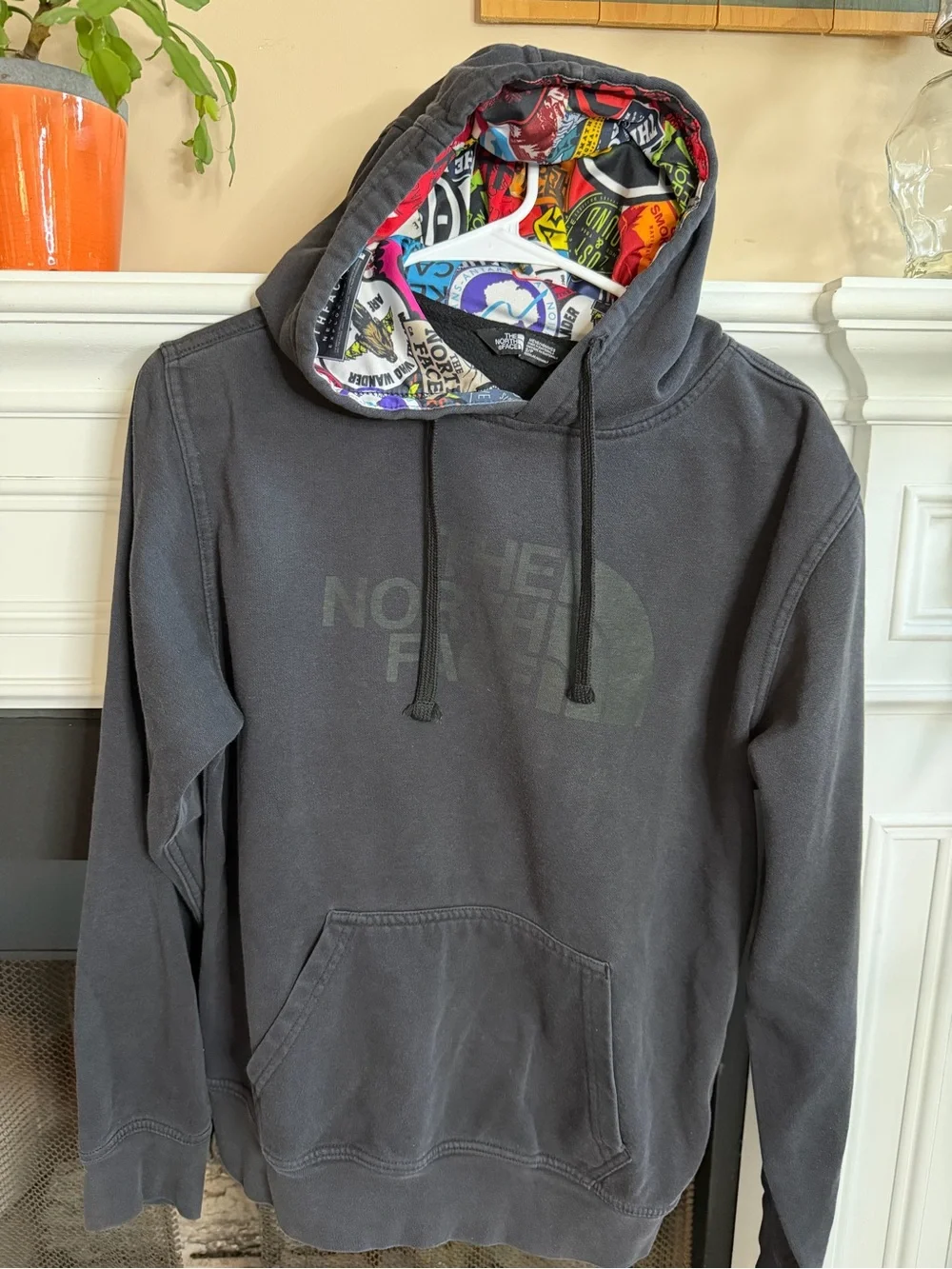 The North Face Mens Small Black Hoodie Rare National Park Sticker Bomb Hood S